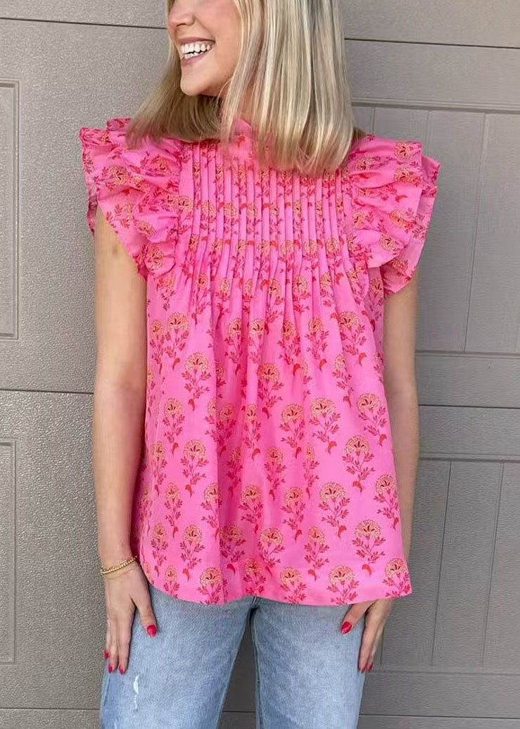 Dames Blouse met Franse Rozenprint en Vlindermouwen 2