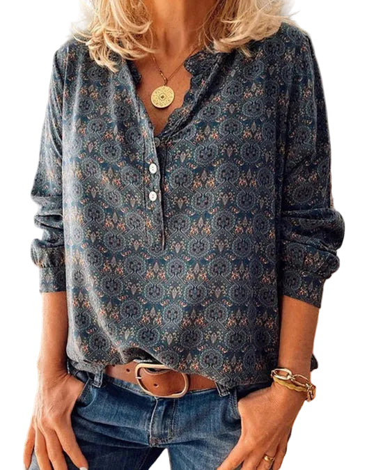 Dames Blouse met Lange Mouwen Vintage Stijl 0
