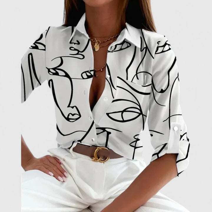 Dames Blouse met Lange Mouwen en Chique Print 3