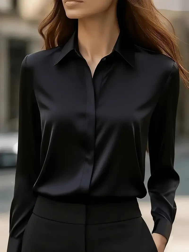 Dames Blouse met Lange Mouwen en Revers 11