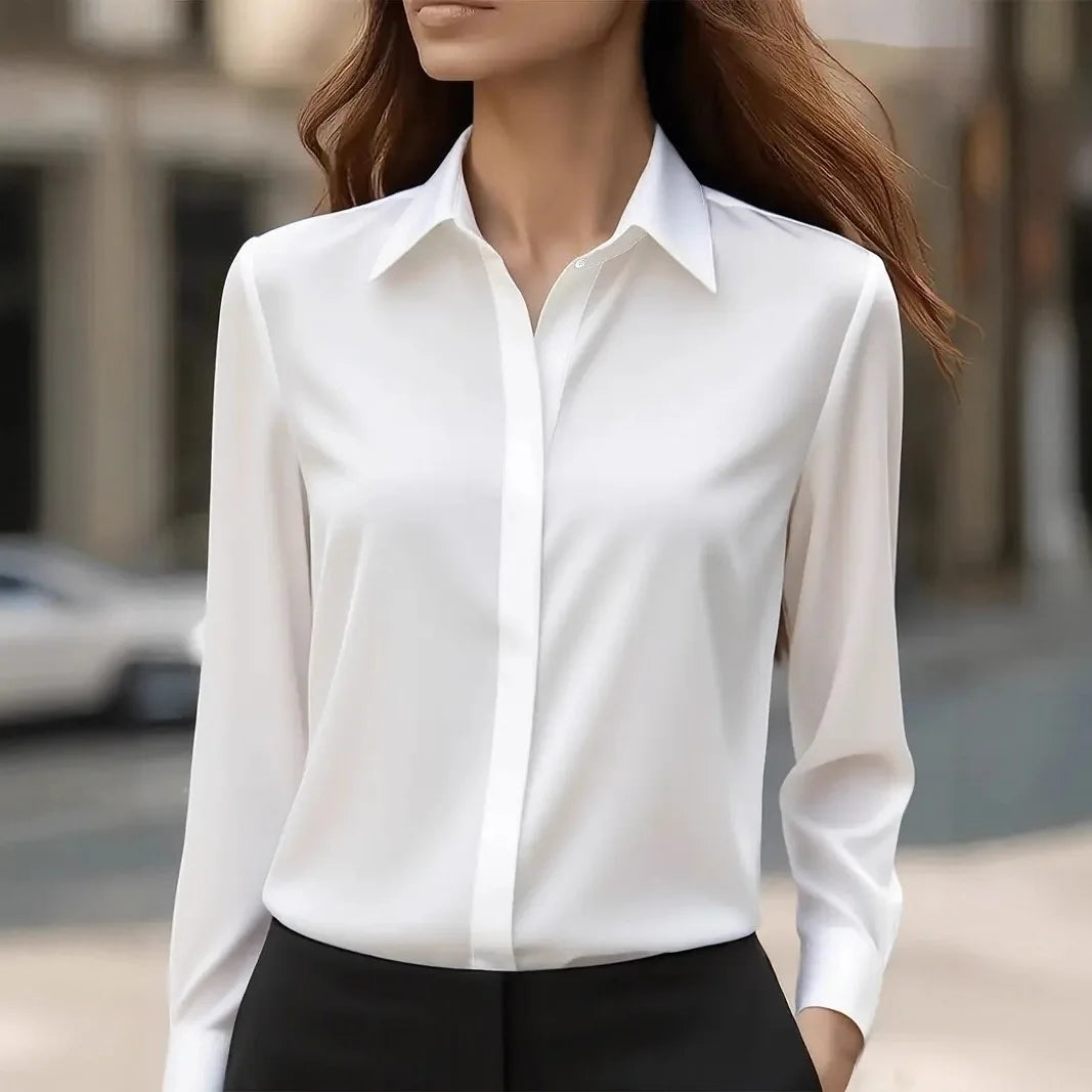 Dames Blouse met Lange Mouwen en Revers 1