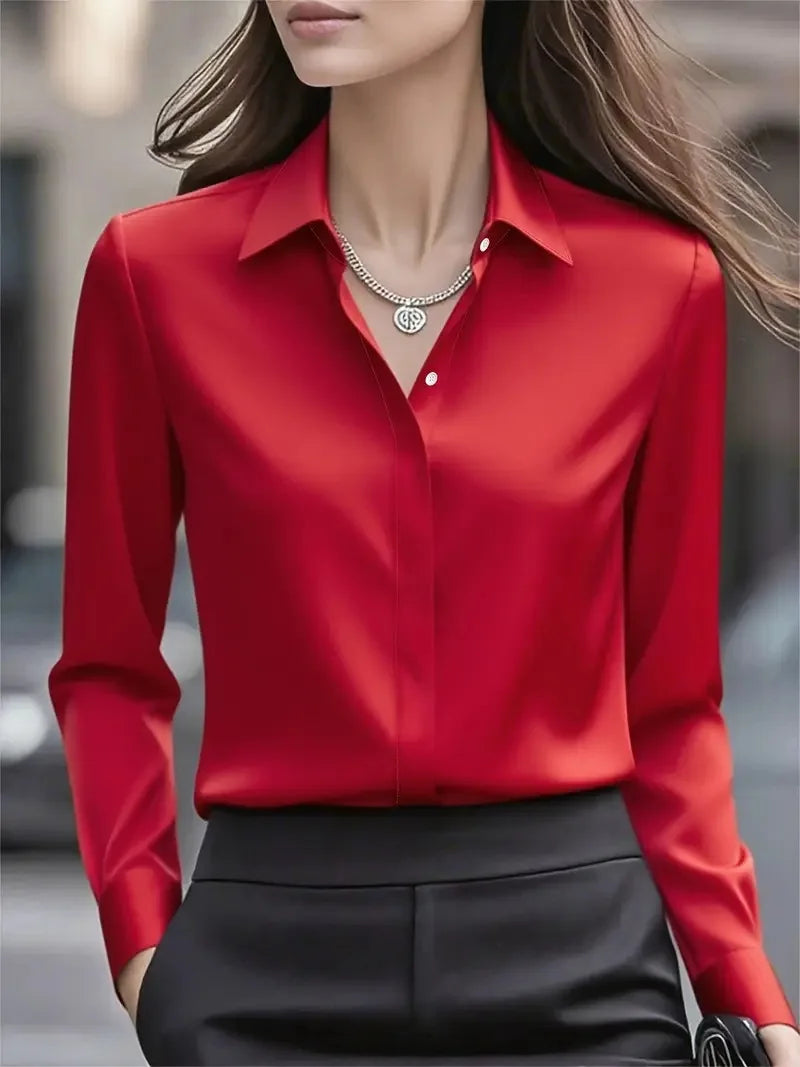 Dames Blouse met Lange Mouwen en Revers 2