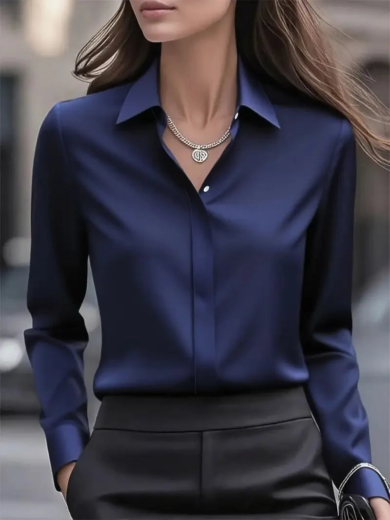 Dames Blouse met Lange Mouwen en Revers 3