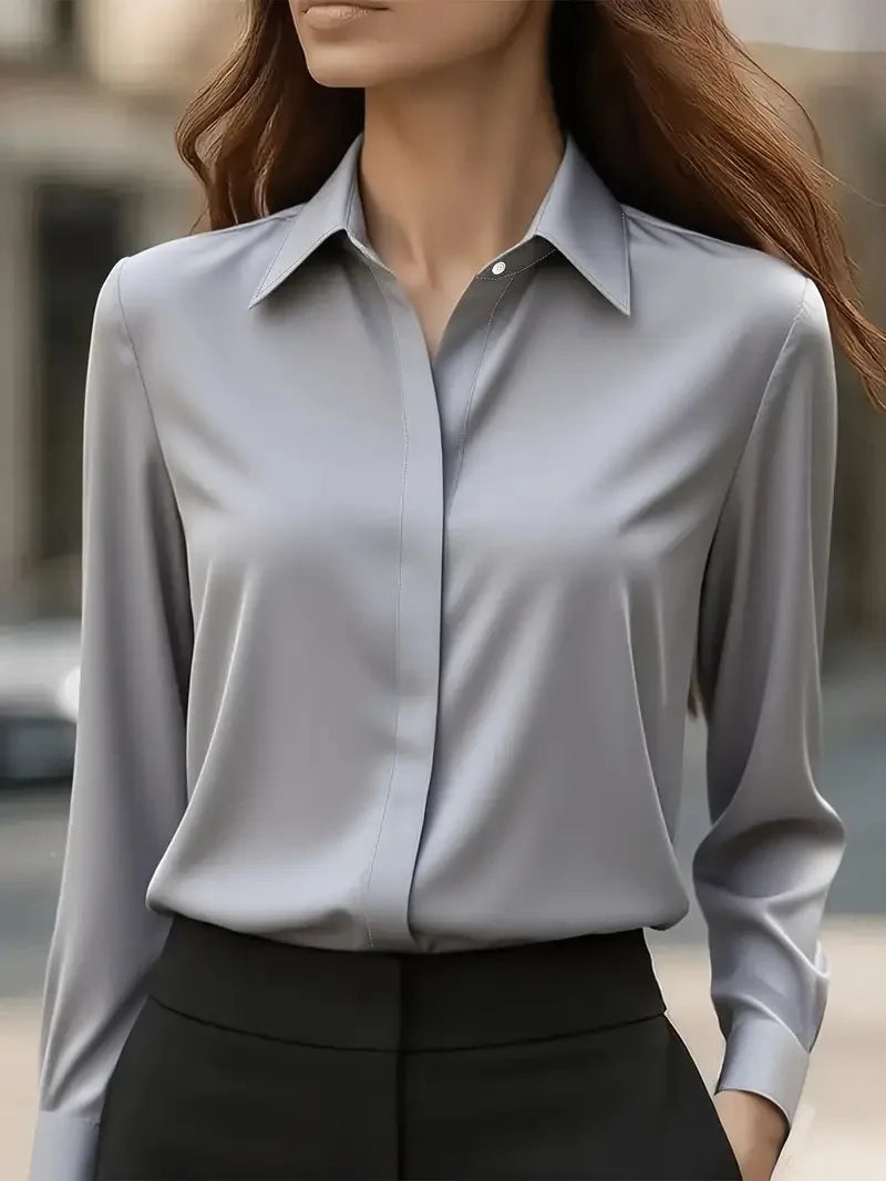 Dames Blouse met Lange Mouwen en Revers 4