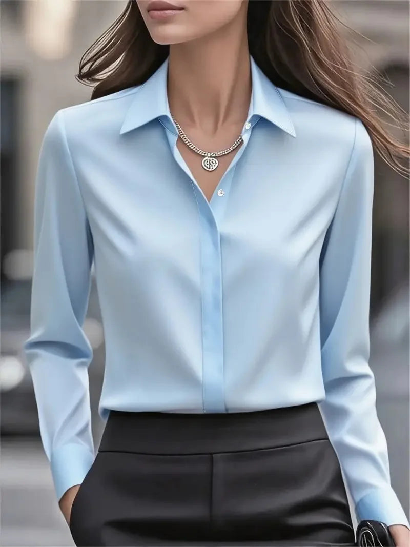 Dames Blouse met Lange Mouwen en Revers 7
