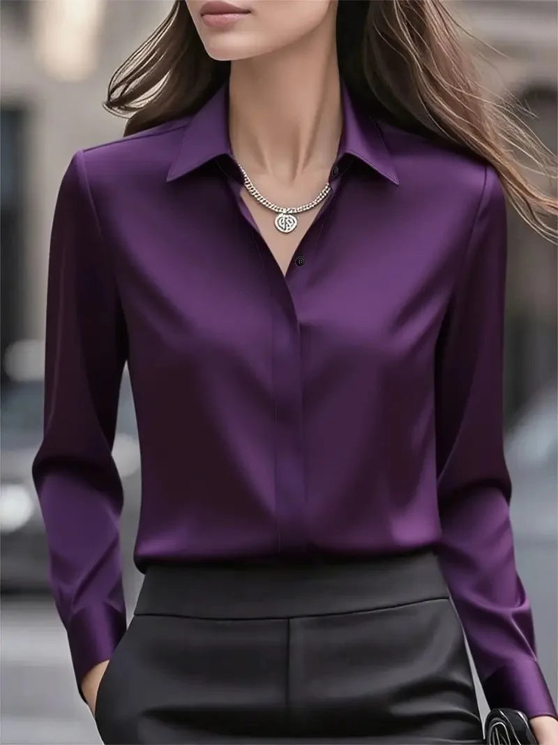 Dames Blouse met Lange Mouwen en Revers 8