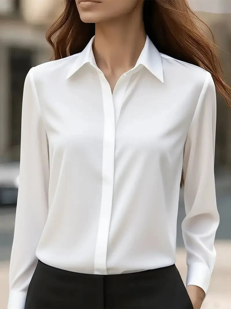 Dames Blouse met Lange Mouwen en Revers 9