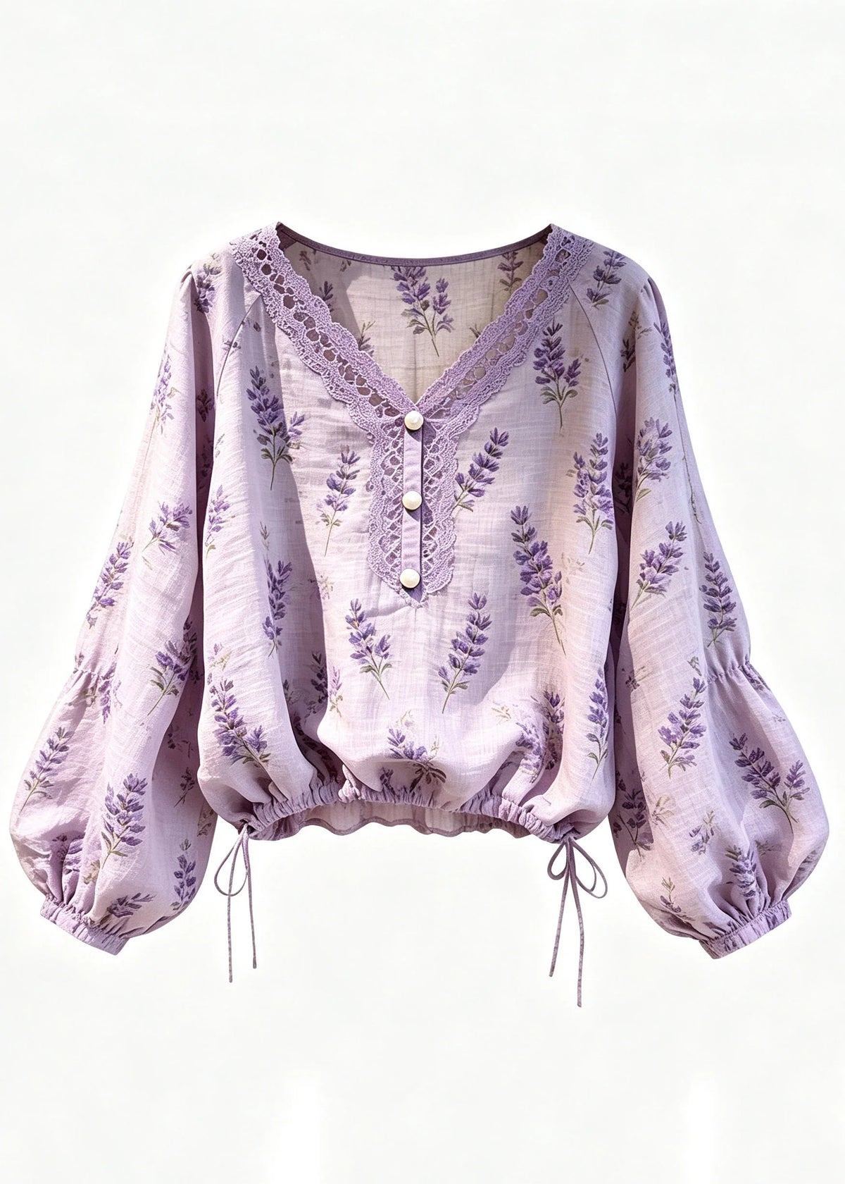 Dames Blouse met Opengewerkte Print en Knoopsluiting Herfststijl 4