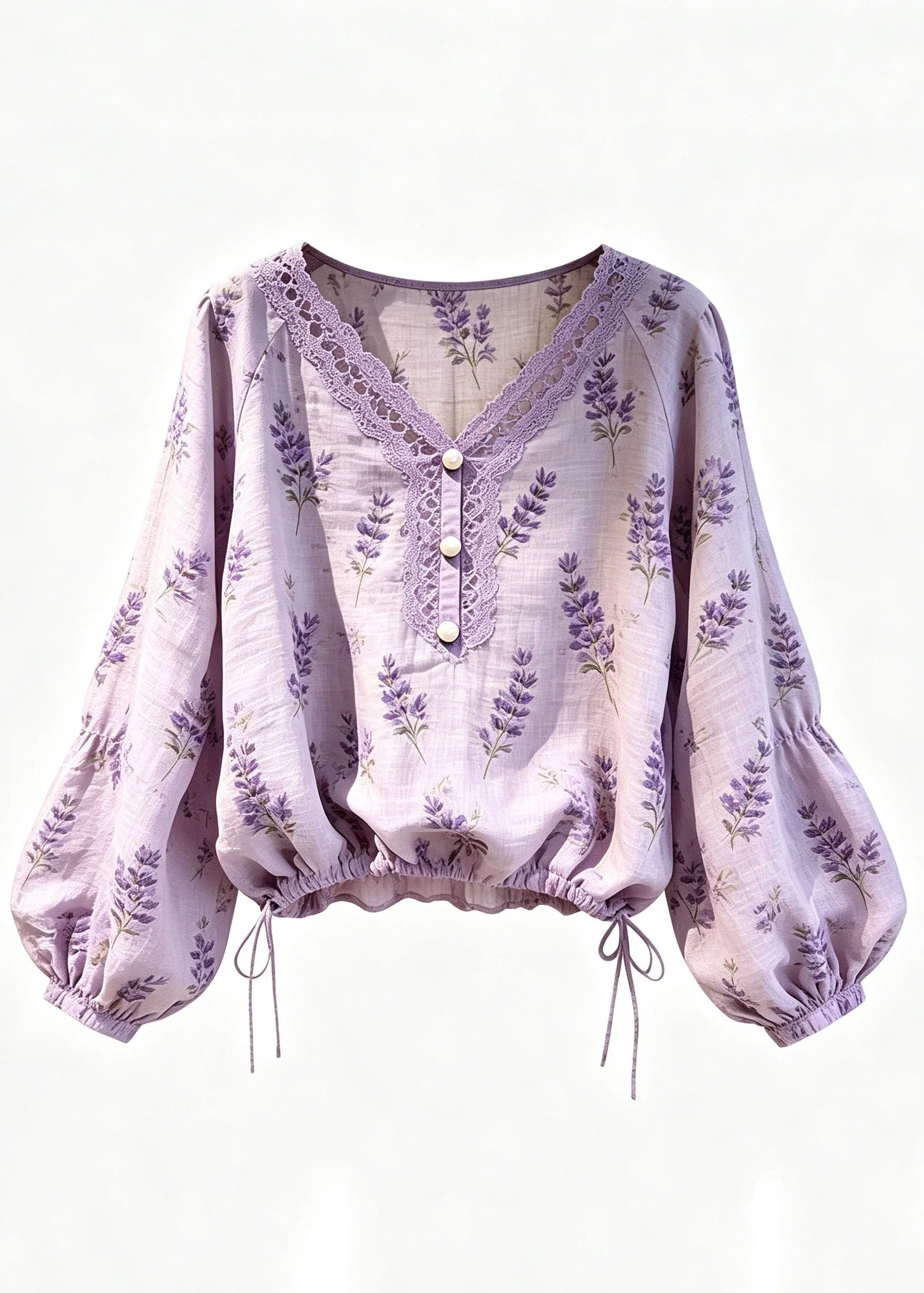 Dames Blouse met Opengewerkte Print en Knoopsluiting Herfststijl 4