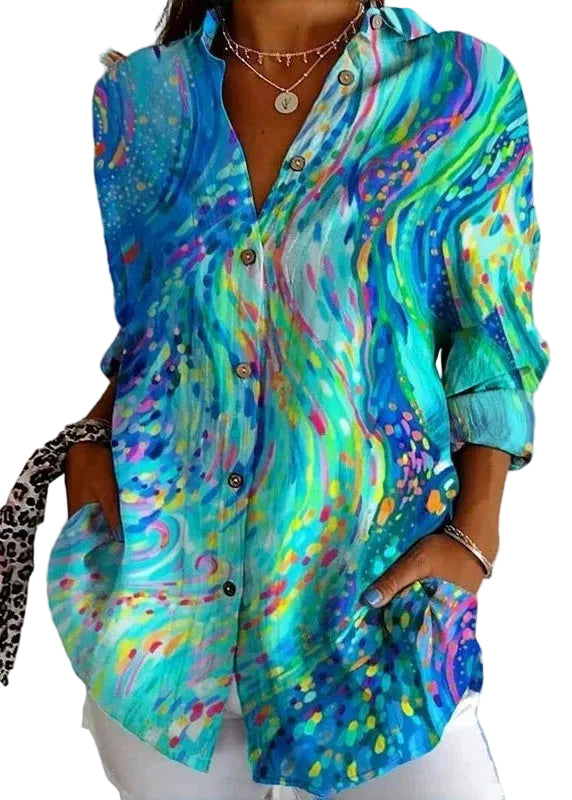 Dames Blouse met Peter Pan-kraag en Print 0
