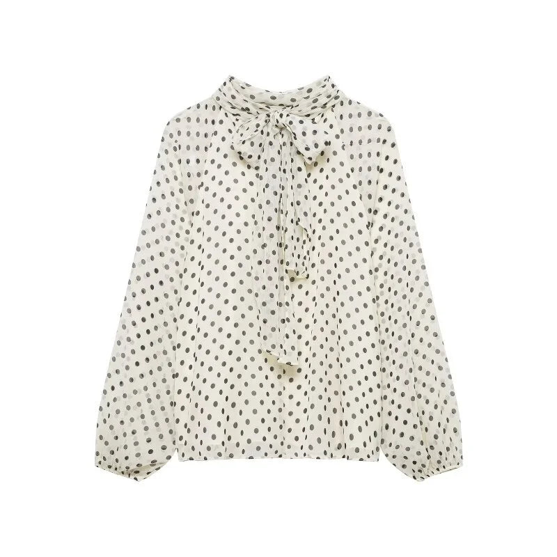 Dames Blouse met Stippen en Lantaarnmouwen 1