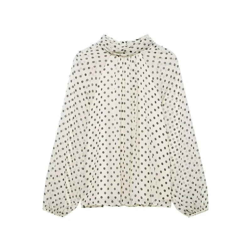 Dames Blouse met Stippen en Lantaarnmouwen 2