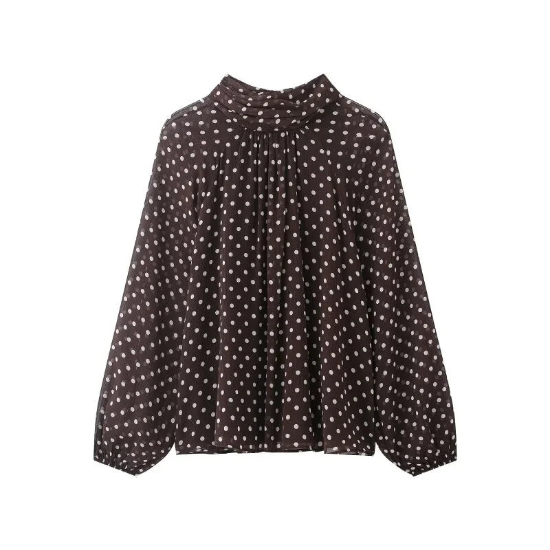 Dames Blouse met Stippen en Lantaarnmouwen 4