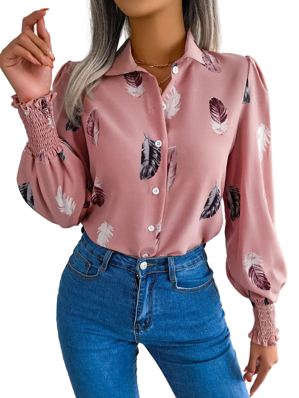 Dames Blouse met Verenprint en Lange Mouwen 3