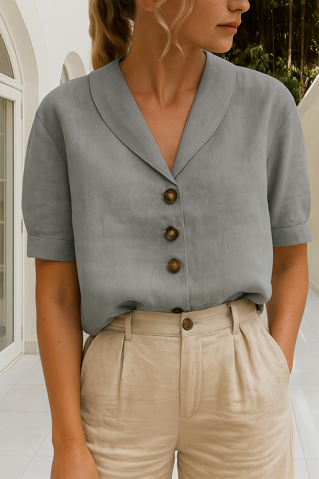 Dames Blouse met Wikkelhalslijn 3