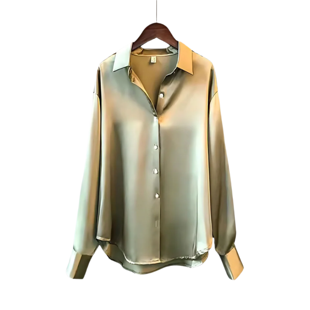 Dames Blouse van Satijn met Elegante Afwerking 0