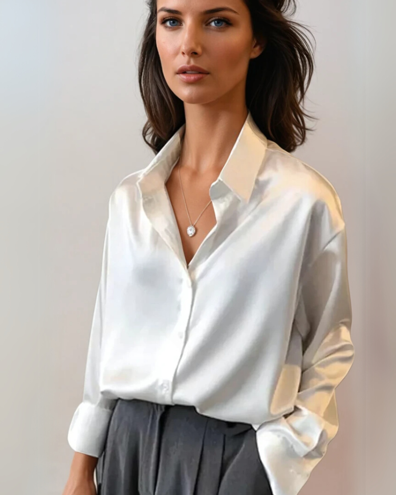 Dames Blouse van Satijn met Elegante Afwerking 3