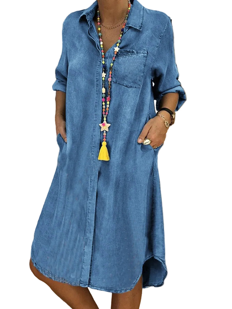 Dames Blousejurk Casual Denim Stijl 0