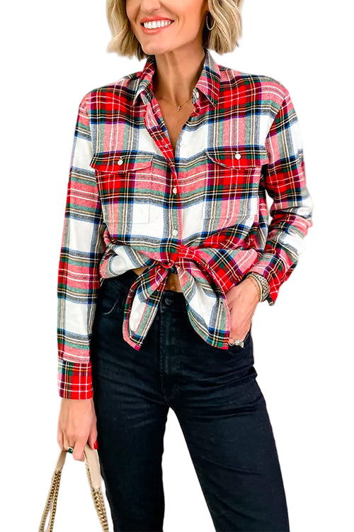 Dames Blouseshirt Geruit met Lange Mouwen 0