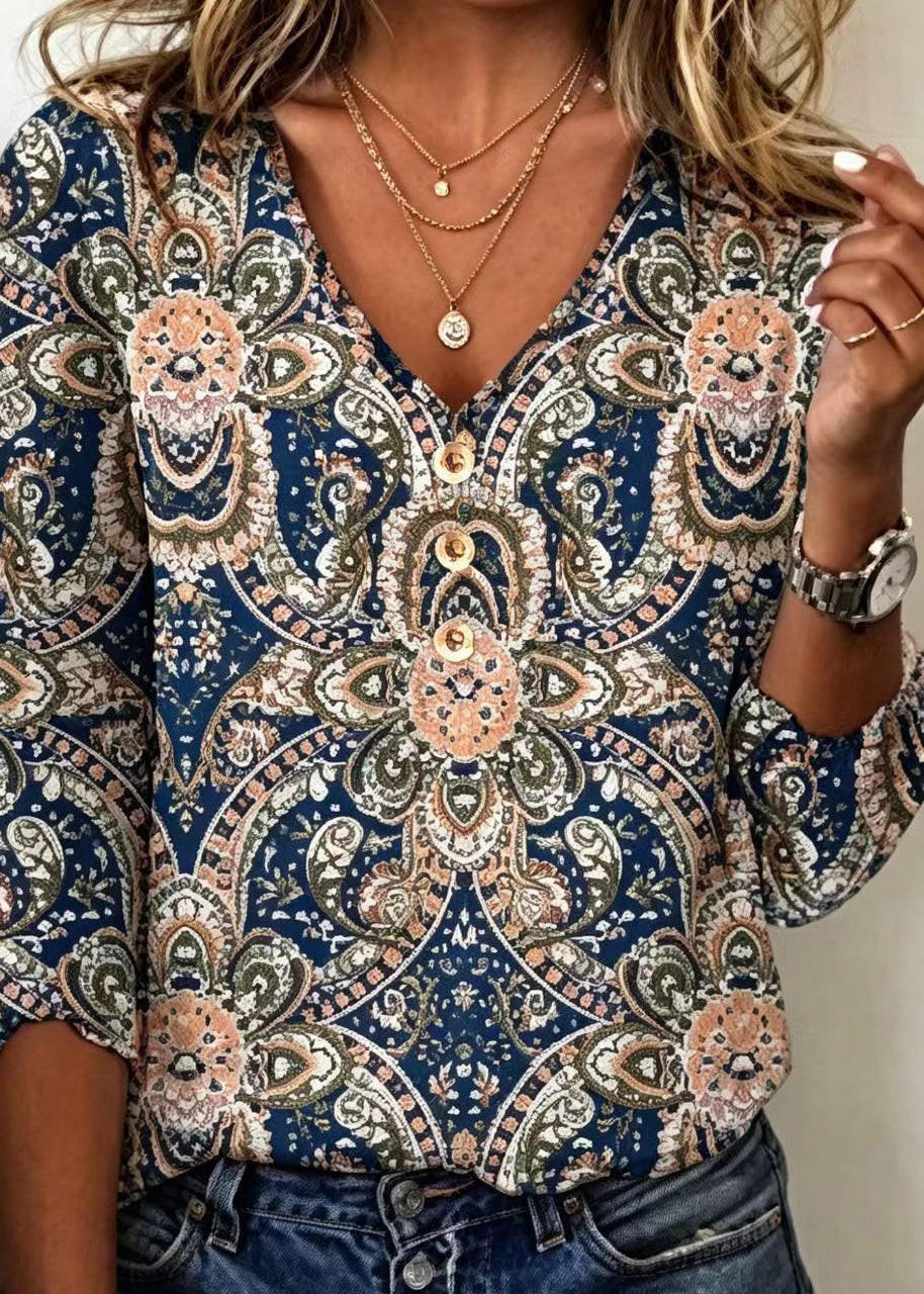 Dames Blousetop V-hals Bohemian Stijl 2