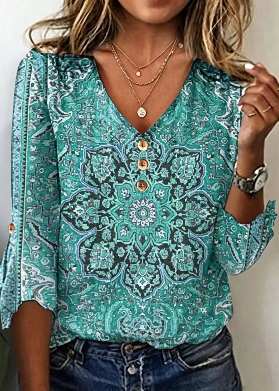 Dames Blousetop V-hals Bohemian Stijl 4