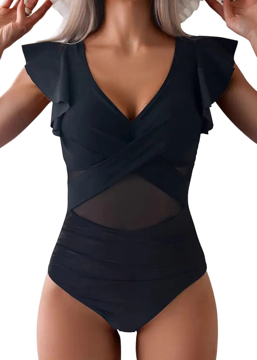 Dames Bodysuit Boho Stijl met V-hals en Ruches 0