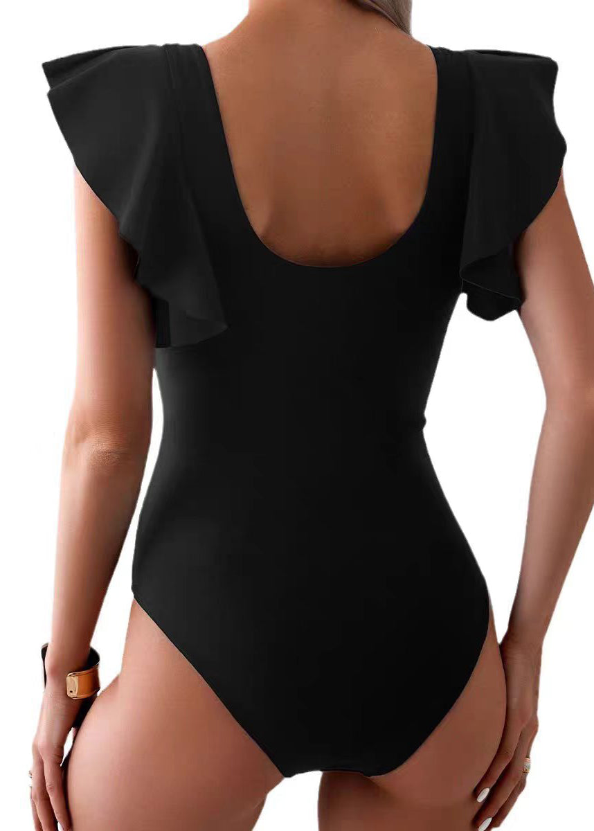 Dames Bodysuit Boho Stijl met V-hals en Ruches 4