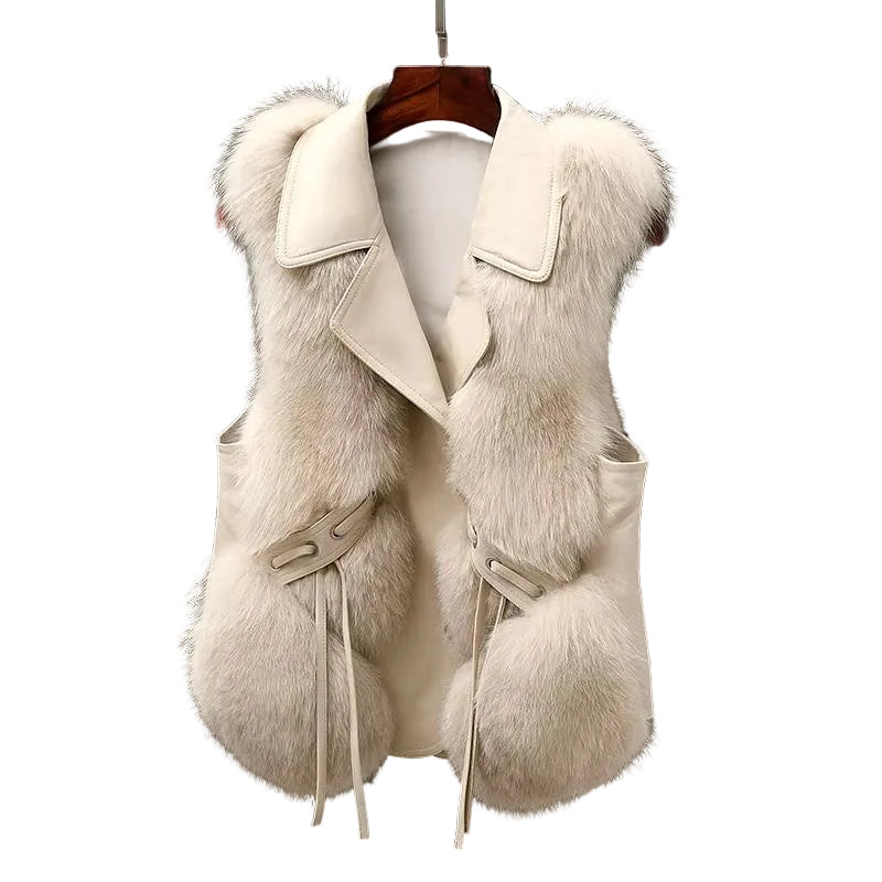 Dames Bodywarmer Gilet met Kraag en Bontafwerking 0