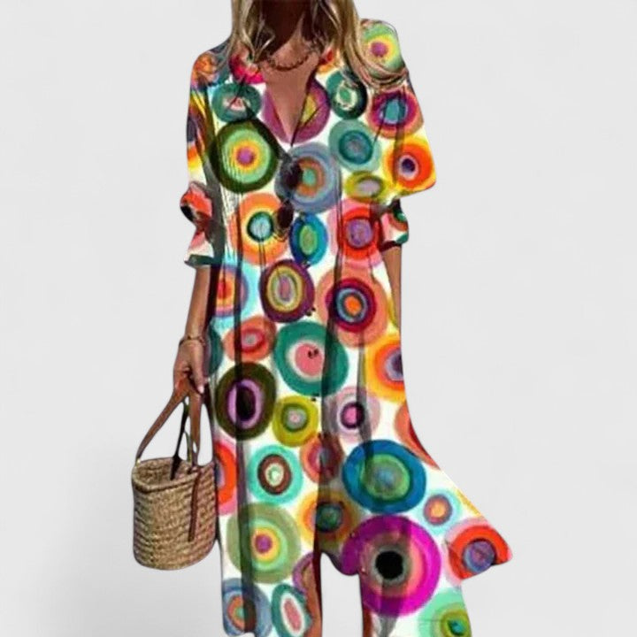Dames Boho-jurk met Gedurfde Kleuren 6
