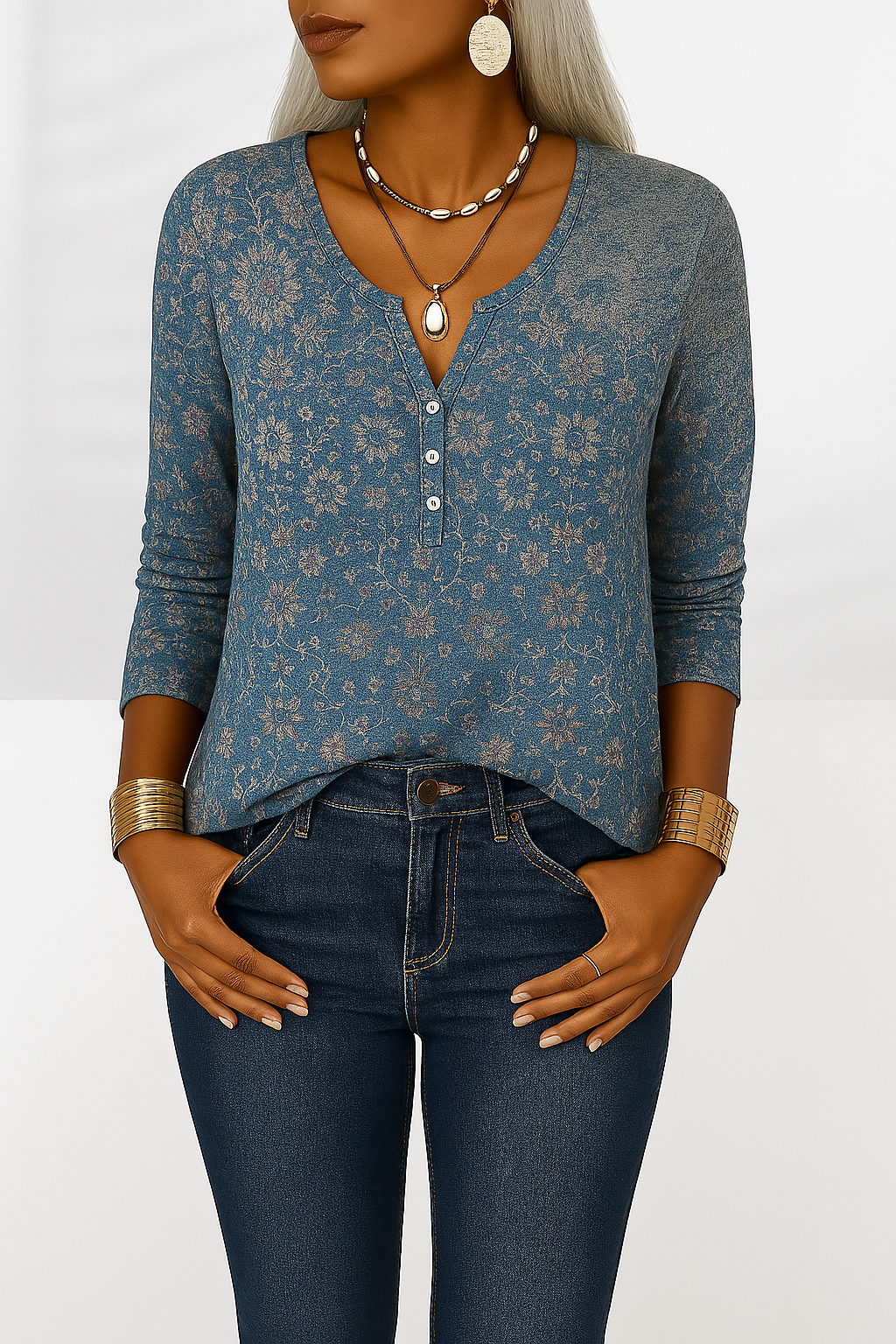 Dames Boho Blouse Met Bloemmotief 1