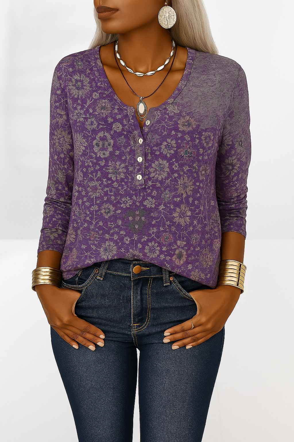 Dames Boho Blouse Met Bloemmotief 2