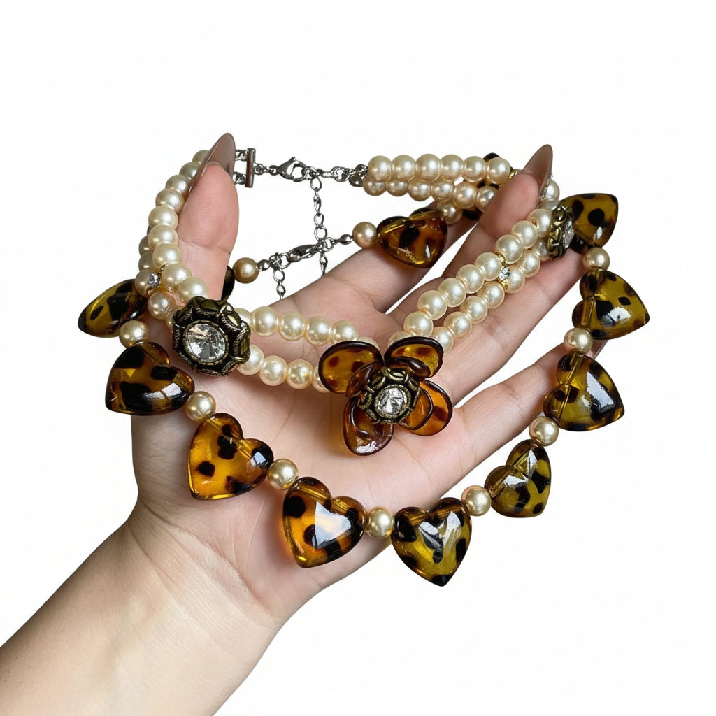 Dames Boho Choker Set met Hart- en Bloemenmotieven 0