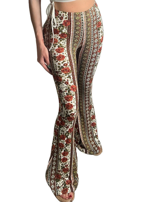 Dames Boho Geprinte Skinny Micro Slim Casual Broek 14