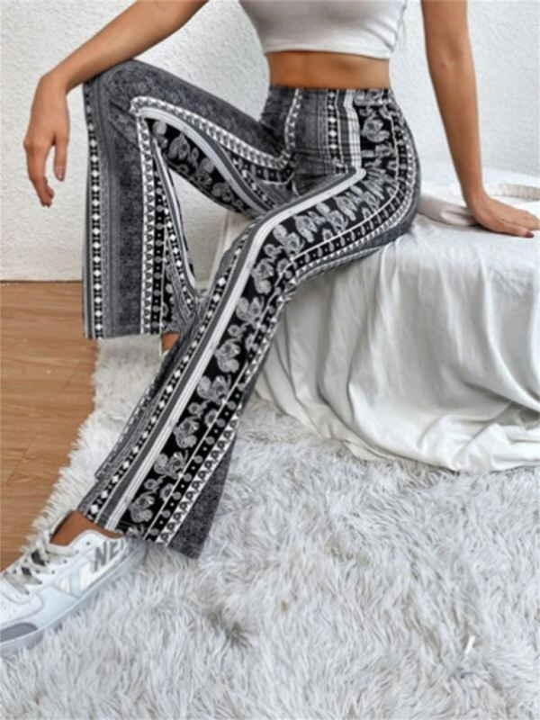 Dames Boho Geprinte Skinny Micro Slim Casual Broek 4