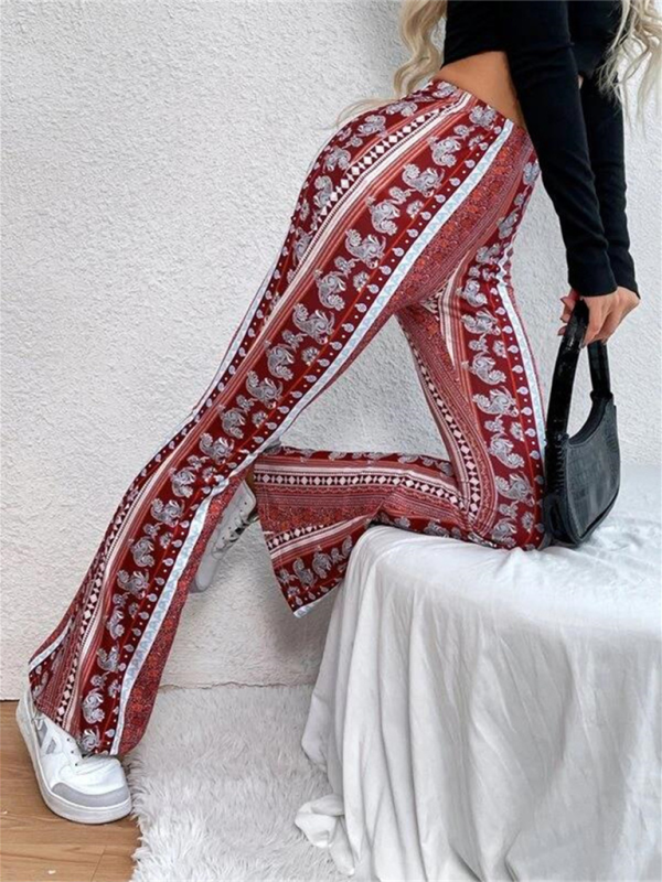 Dames Boho Geprinte Skinny Micro Slim Casual Broek 8