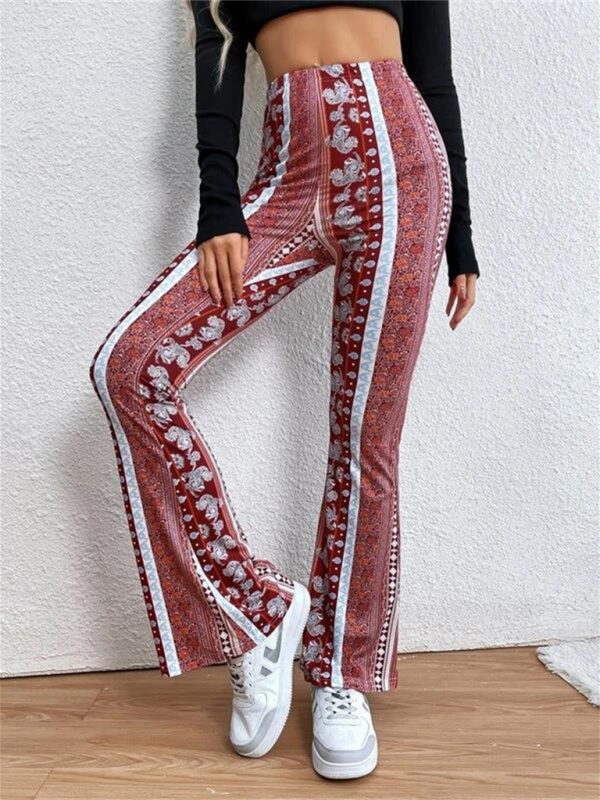Dames Boho Geprinte Skinny Micro Slim Casual Broek 9