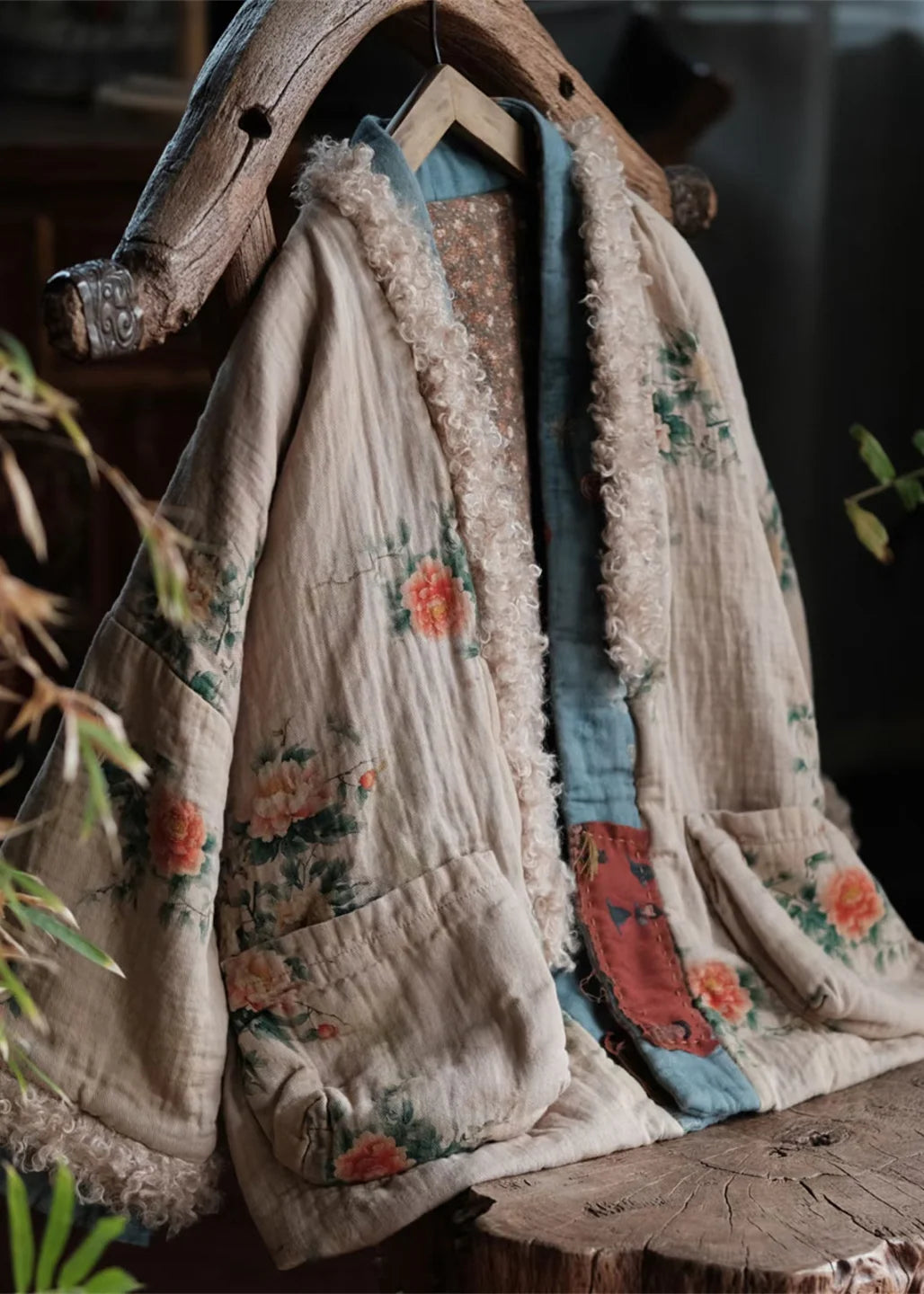 Dames Boho Jas Patchwork Met Zakkenprint 1