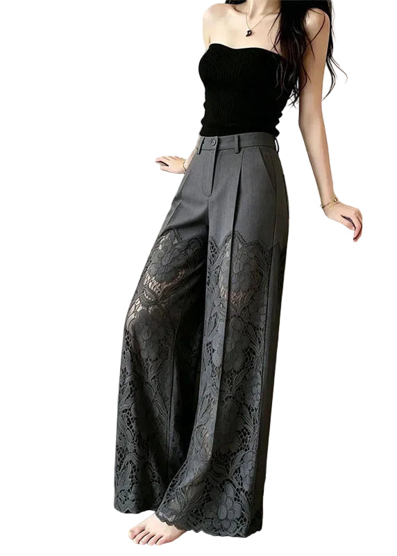 Dames Broek Hoge Taille Patchwork Kant 0