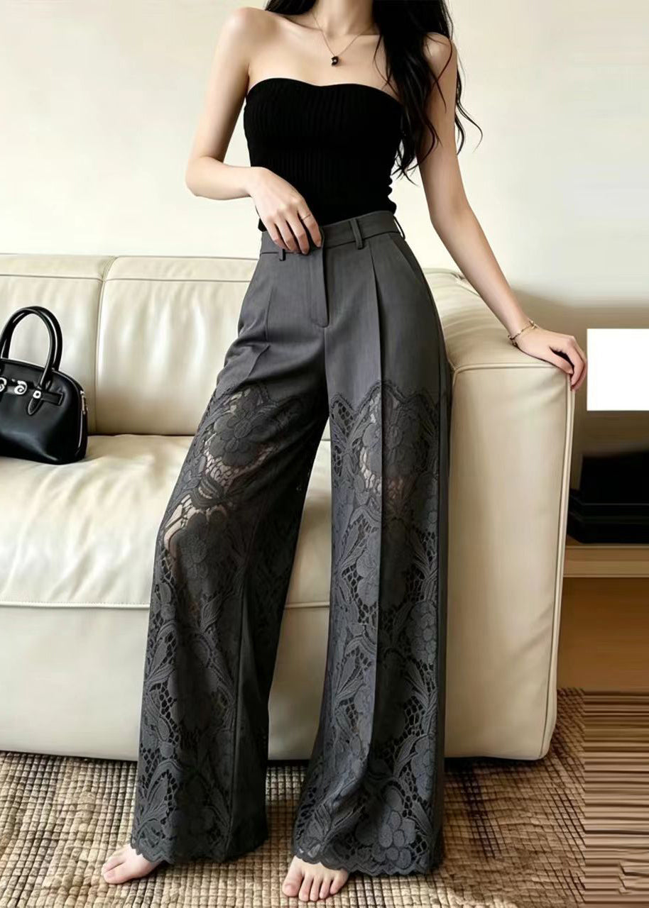 Dames Broek Hoge Taille Patchwork Kant 1