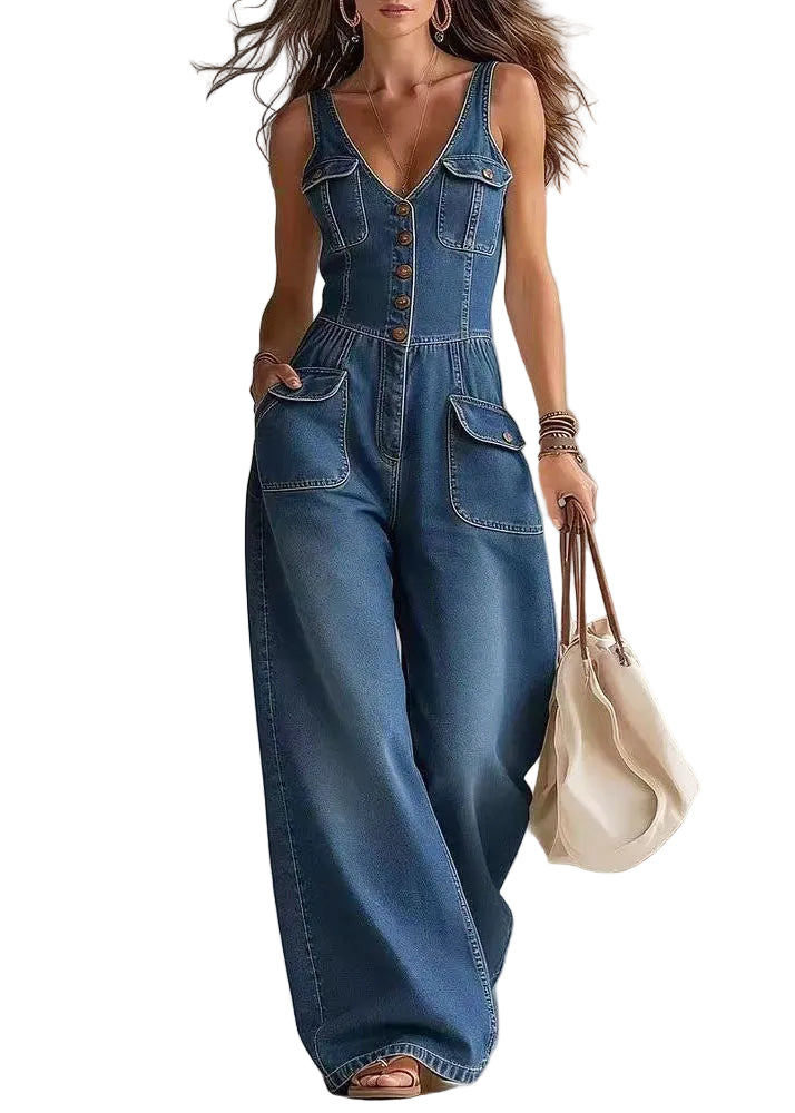 Dames Broek Rechte Pasvorm met Oversized Zakken Bohemien Stijl 0