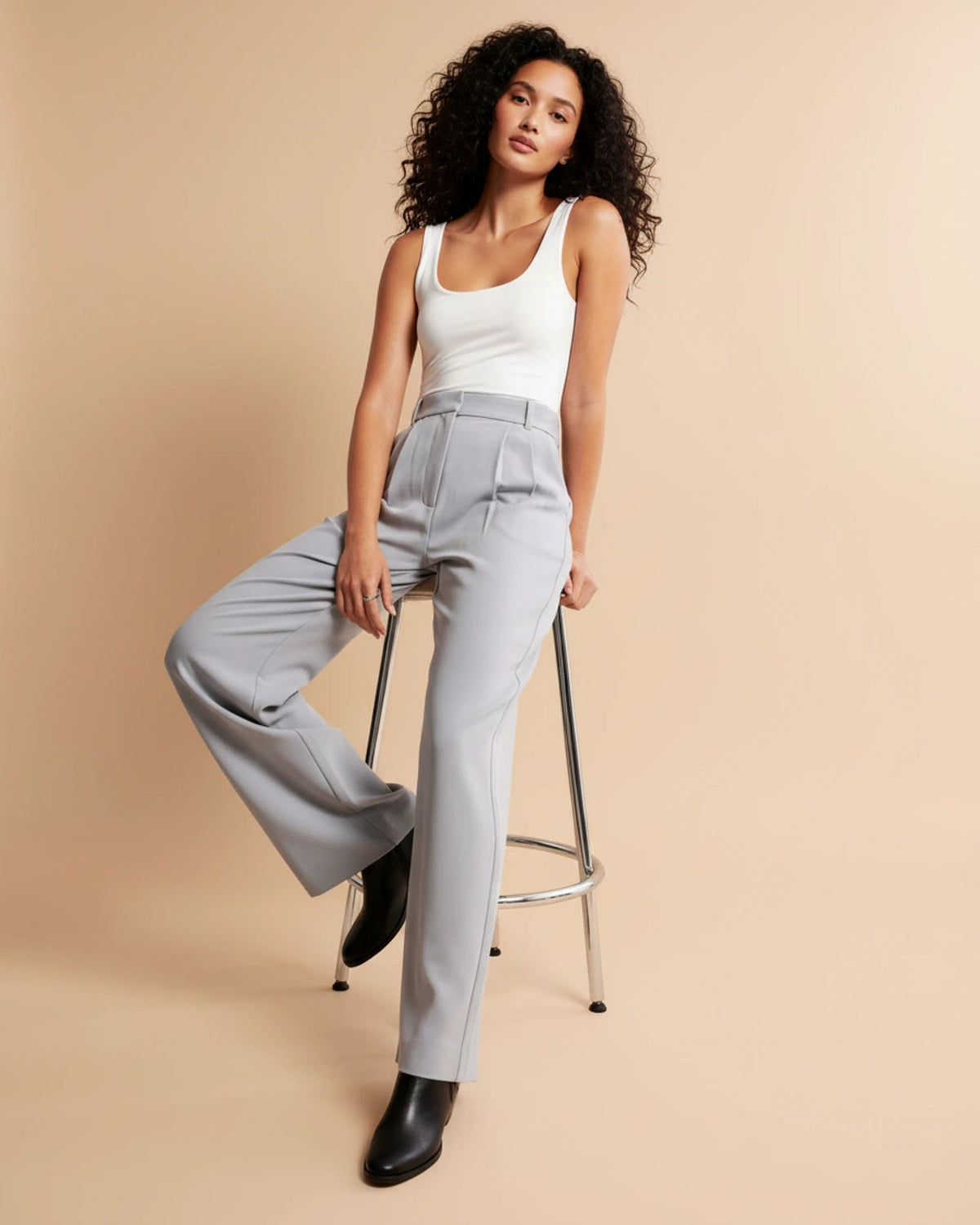 Dames Broek met Hoge Taille en Geplooide Pijpen 10