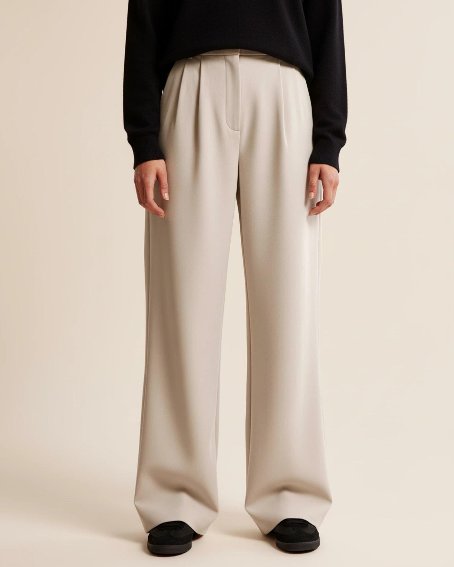 Dames Broek met Hoge Taille en Geplooide Pijpen 1