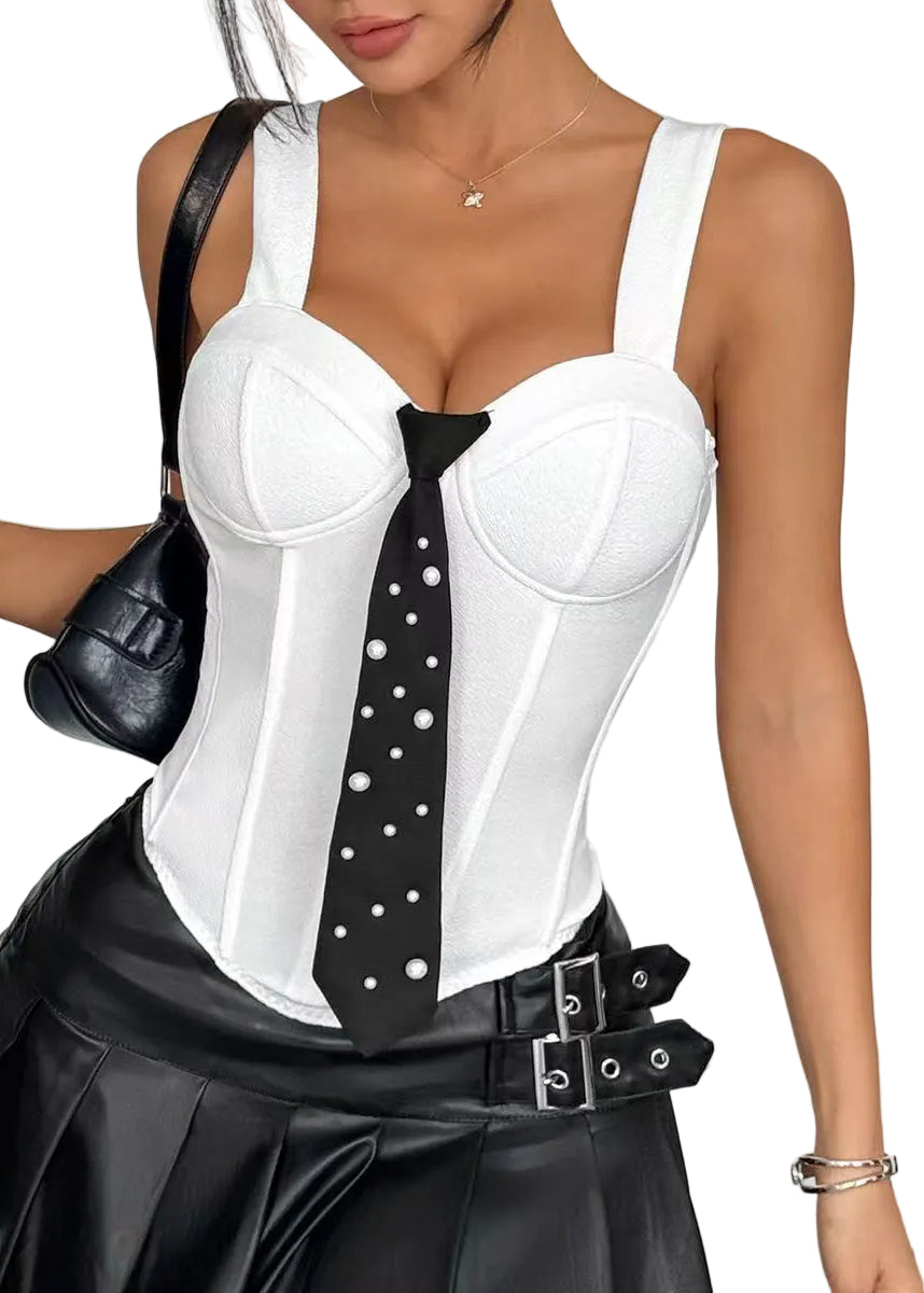 Dames Bustier Top Met Stropdas Modern Design 1