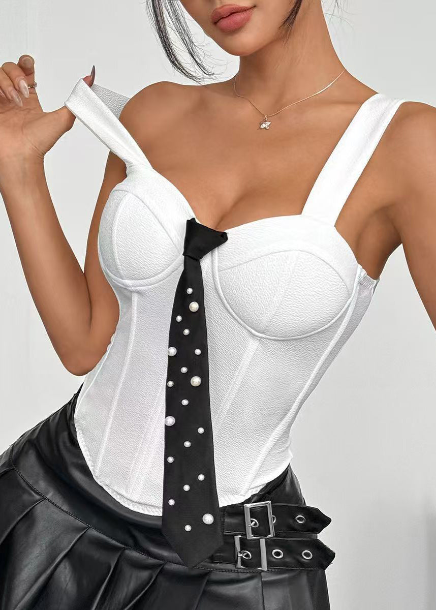Dames Bustier Top Met Stropdas Modern Design 3