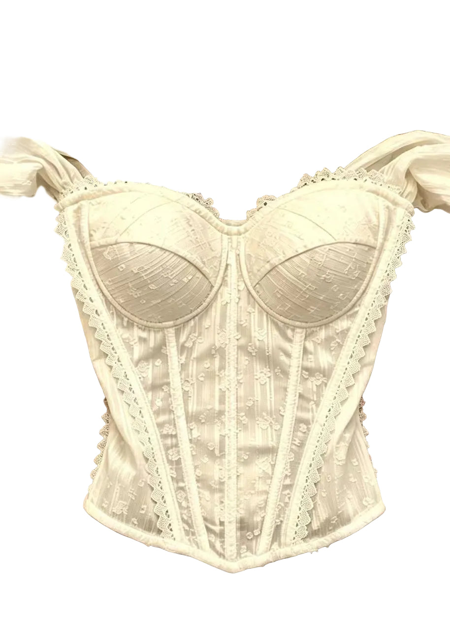 Dames Bustier Top Patchwork Kant Slim Fit 0