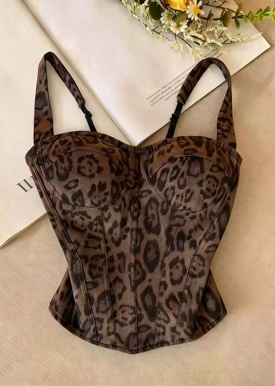 Dames Bustiertop Luipaard Visgraat Stijl Zomer 0