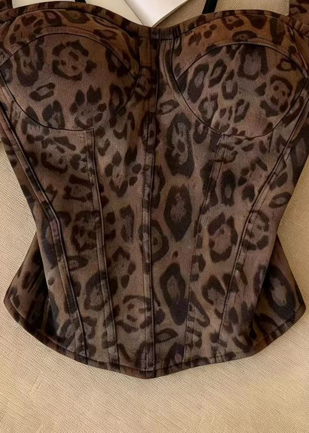Dames Bustiertop Luipaard Visgraat Stijl Zomer 1