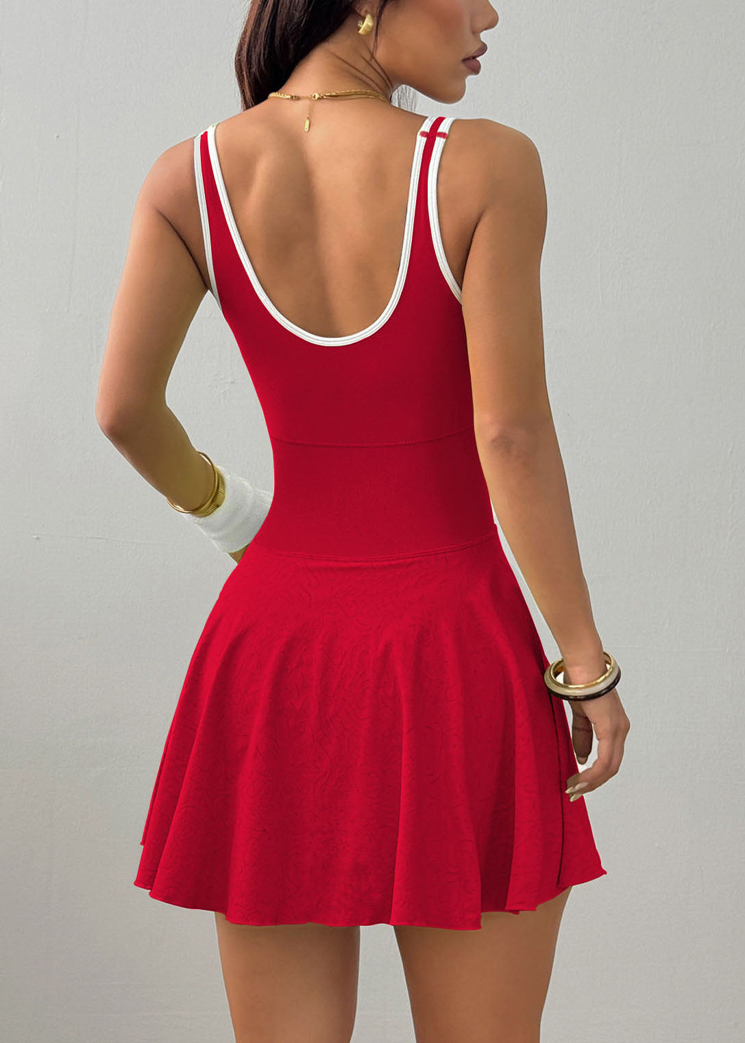Dames Cami-jurk met U-hals en ingebouwde korte broek 4