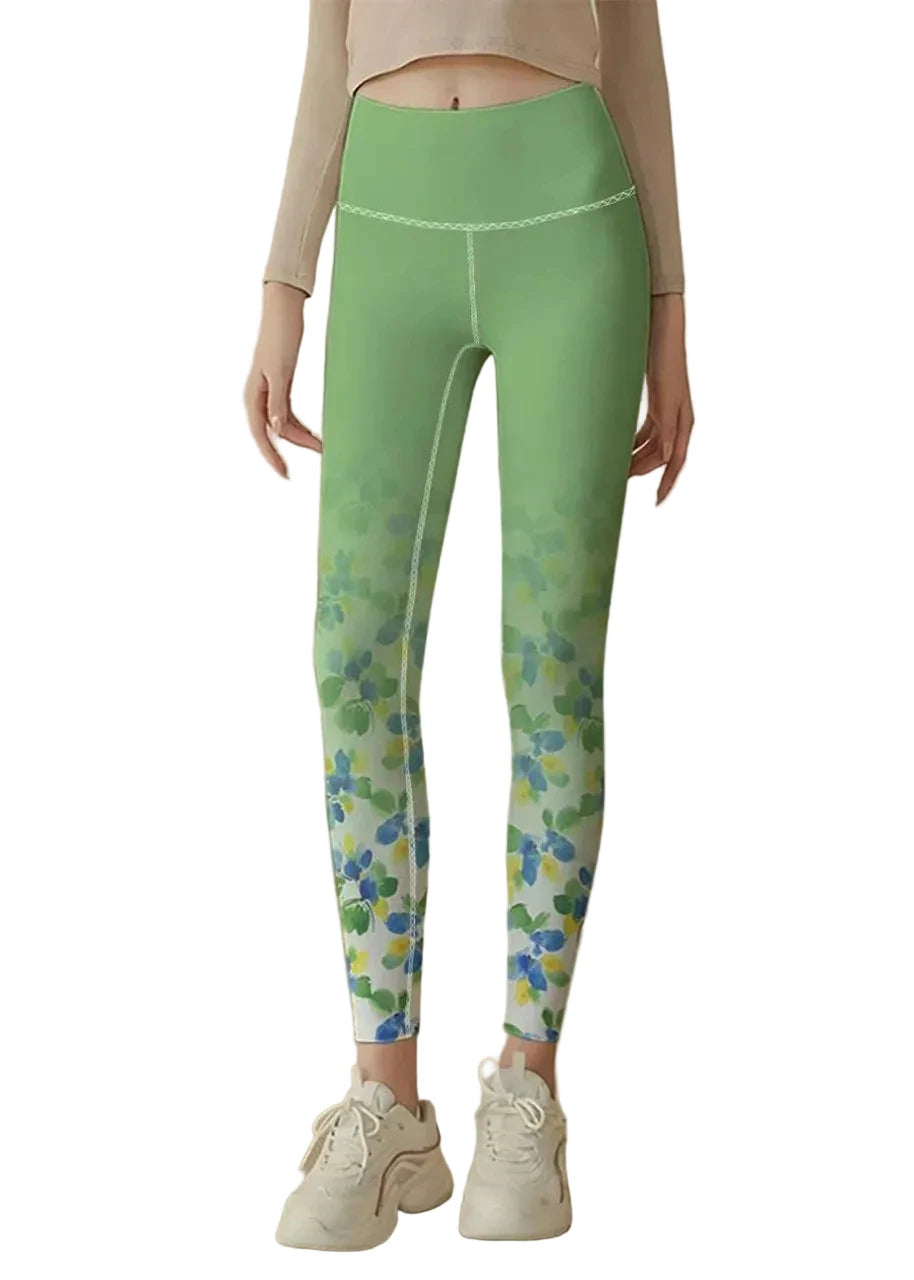 Dames Capri Legging Bloemenprint Hoge Taille Stretch 0