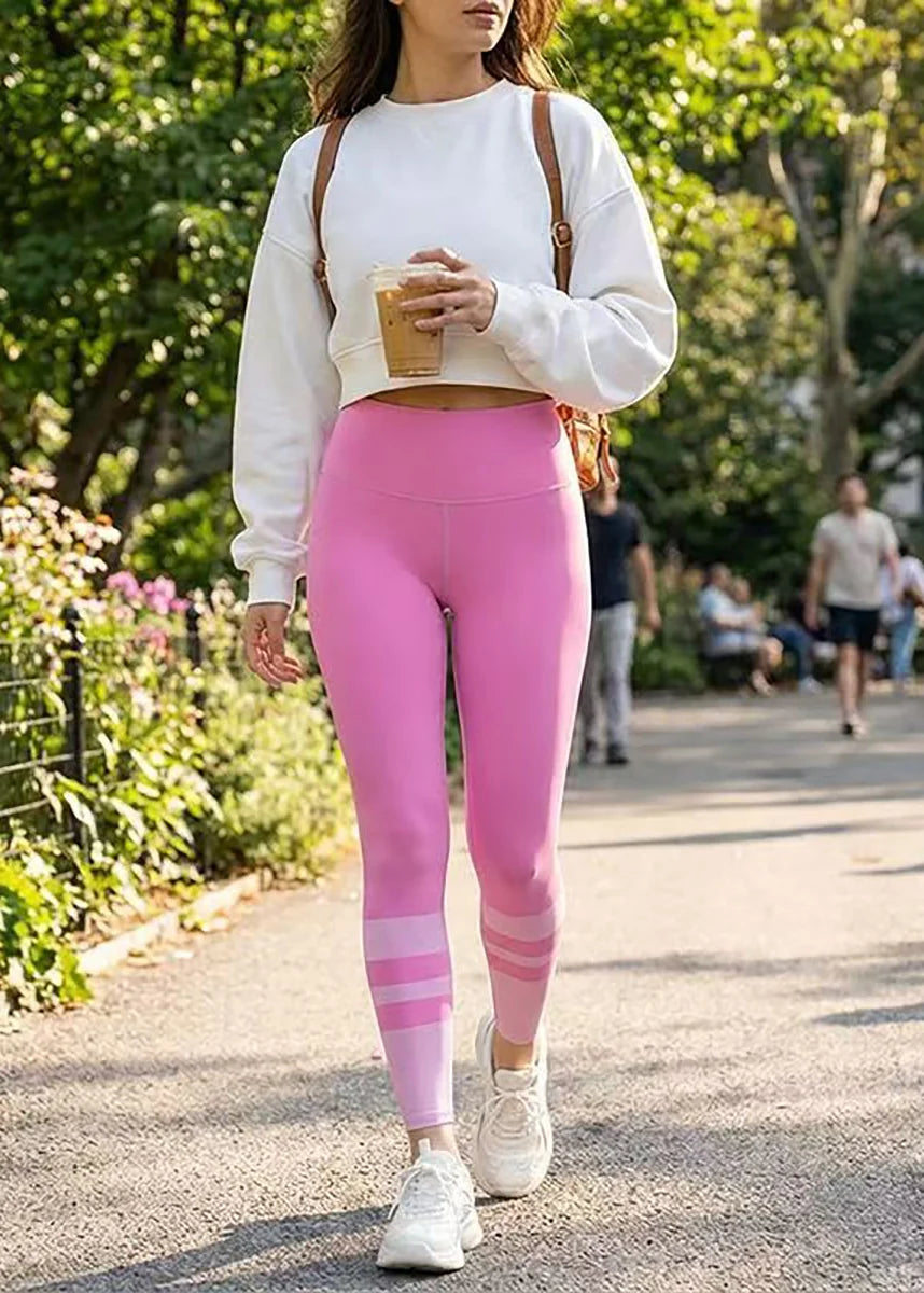 Dames Capri Legging Gestreept Met Hoge Taille 3
